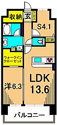 パークキューブ東品川 4階1SLDKの間取り