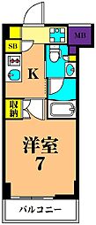 プラウドフラット南品川 4階1Kの間取り