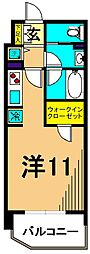 レジディア大井町II 9階ワンルームの間取り