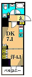 ParkCube大井町レジデンス 1DKの間取図画像