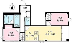 北品川テラス 2LDKの間取図画像