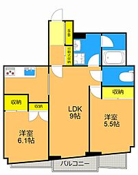 アメニティ55 2LDKの間取図画像