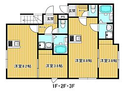 深田台新築売りアパート 1LDKの間取図画像