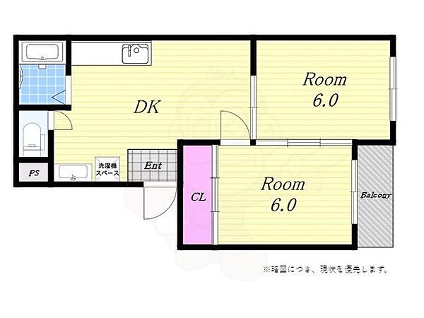 コーポ岩橋 ｜大阪府大阪市港区弁天３丁目(賃貸マンション2DK・3階・40.00㎡)の写真 その2