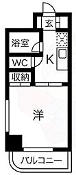 レクシア西九条 1Kの間取図画像