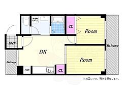 サンハイムホシバ 2DKの間取図画像
