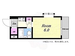 ポートヴィラ弁天2 ワンルームの間取図画像