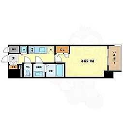 エスリード阿波座ノースプレイス 1Kの間取図画像