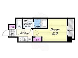 エスリード弁天町グランツ 1Kの間取図画像