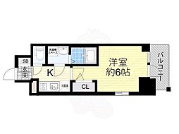 エスリード弁天町桜通レジデンス 1Kの間取図画像