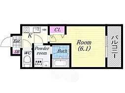 ブランTAT弁天町 1Kの間取図画像