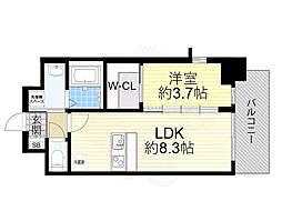 エスリード大阪LIVRE 1LDKの間取図画像