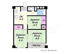 天保山第四コーポ 3DKの間取図画像