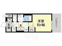 アドバンス大阪グロウス 1Kの間取図画像