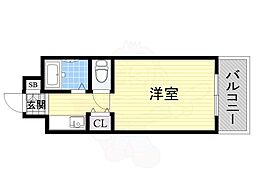 童夢ハイツマナベ 1Kの間取図画像
