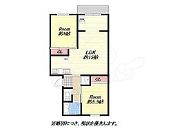 天保山第二コーポB棟 2LDKの間取図画像