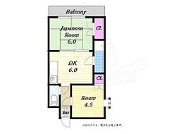 サンロードマンション 2DKの間取図画像