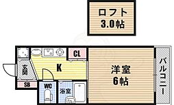エステムコート難波ウエストサイド大阪ドーム前 1Kの間取図画像