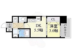 レジュールアッシュウェストレジデンス 1DKの間取図画像