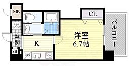 Luxeドーム前2 1Kの間取図画像