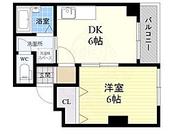 アークパル城月 1DKの間取図画像
