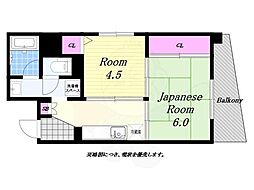 シャトー弁天 2Kの間取図画像