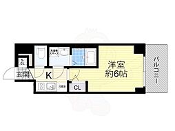 エスリード大阪リエート 1Kの間取図画像