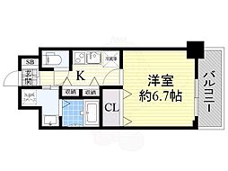 エスリード弁天町南 1Kの間取図画像