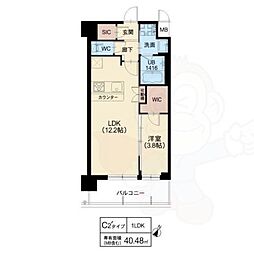 スプランディッド弁天町 1LDKの間取図画像