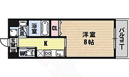 エグゼ大阪BAY 1Kの間取図画像
