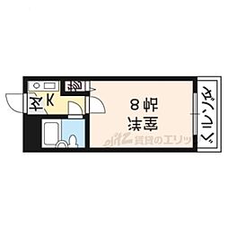 京阪本線 東福寺駅 徒歩17分の賃貸マンション 3階1Kの間取り