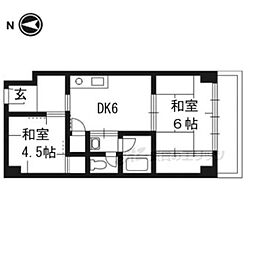 京阪本線 七条駅 徒歩8分の賃貸マンション 1階2DKの間取り