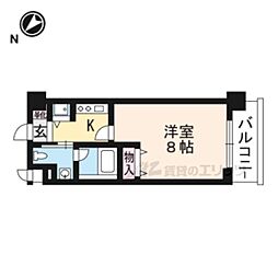 レジディア洛北 1Kの間取図画像