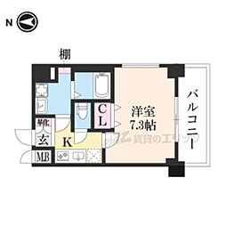 プレサンス京都北野白梅町 1Kの間取図画像