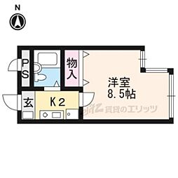 珠光ビル百万遍 1Kの間取図画像
