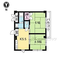 Yコーポ 2DKの間取図画像