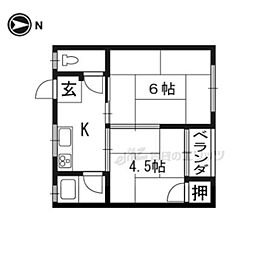 木ノ本ハイツ 2Kの間取図画像