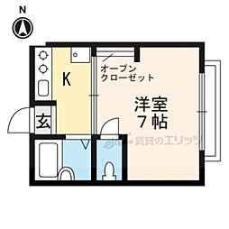 パークハイツゆあさ 1Kの間取図画像