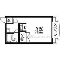 リヴァク下鴨西 ワンルームの間取図画像