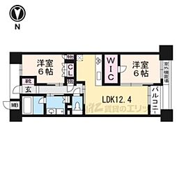 グランレ・ジェイド京都河原町 2LDKの間取図画像