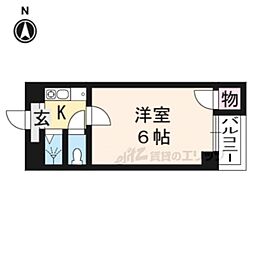 ヒューマンハイツ御室 1Kの間取図画像