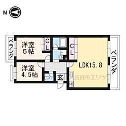 ヴィラきぬがさ 2LDKの間取図画像