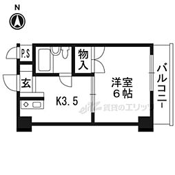 ラビットハイツ 1Kの間取図画像