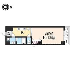 朱雀館 1Kの間取図画像