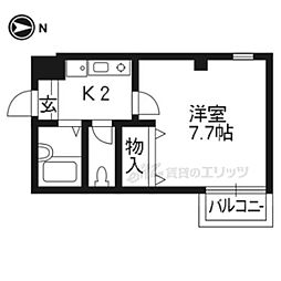 ラフイネ一乗寺 1Kの間取図画像