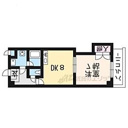 デュ四条 1DKの間取図画像
