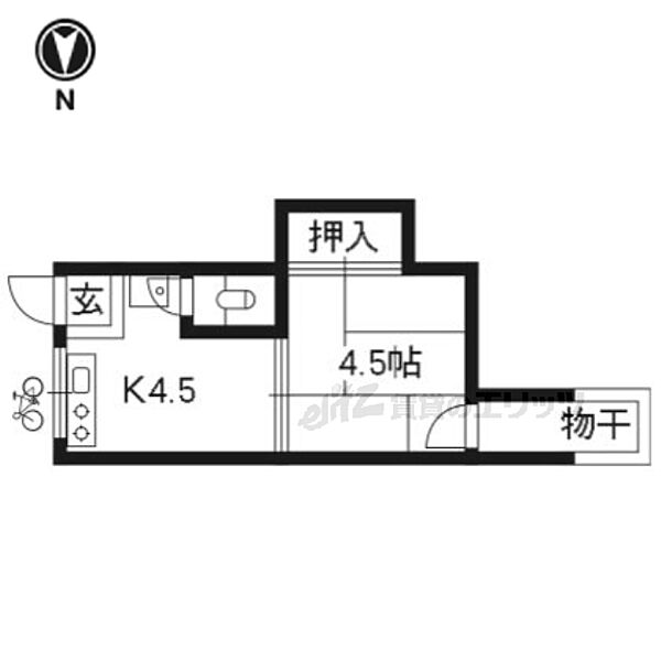 岡田アパート 5｜京都府京都市左京区吉田中大路町(賃貸アパート1K・1階・20.10㎡)の写真 その2