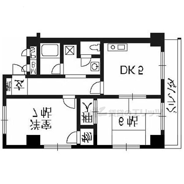 ロイヤルコーポ 214｜京都府京都市右京区西院高田町(賃貸マンション2DK・2階・54.26㎡)の写真 その2