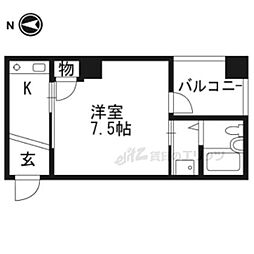 京都市営烏丸線 四条駅 徒歩3分の賃貸マンション 3階1Kの間取り