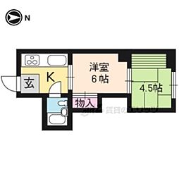 ハイツホワイトリバー 3階2Kの間取り